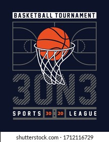 Slam Dunk Basketball. Sports League. Vector Graphic Design