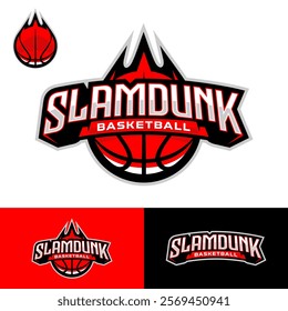 Slam Dunk Basketball Text Logo Stock Vector, Typography Design