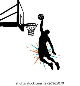 Slam Dunk Basketball Vector, Bold Athletic Player Silhouette Design