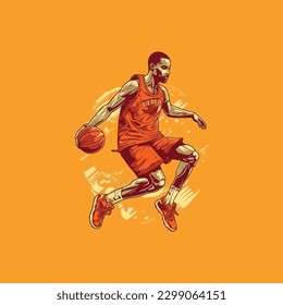slam dunk illustration modern flat color