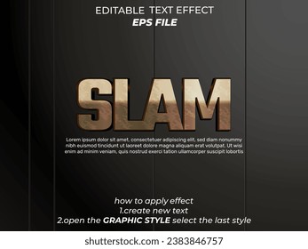 slam text effect, font editable, typography, 3d text. vector template