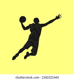 slamdunk style basketball player silhouette vector illustration. good for sport graphic resources.