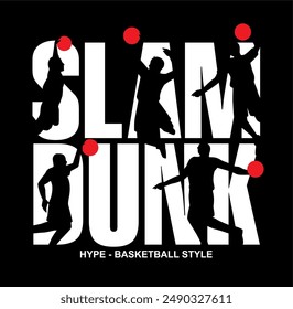 slamdunk style basketball player silhouette vector illustration Good for sport graphic style resources.