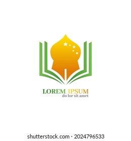 slamic mosque logo isolated on white background. Minimalist book or learning concept islamic university, institute, library, student learning, brand identity
