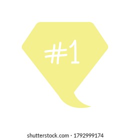 Umgangsblase-Konzept, Rautensprechblase mit dem Symbol Nummer 1 auf weißem Hintergrund, Linienführung, Vektorgrafik