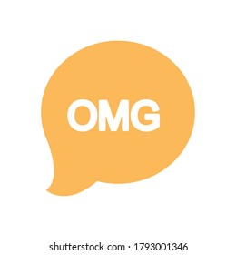 slang bubble concept, orange speech bubble with omg word icon over white background, line fill style, vector illustration