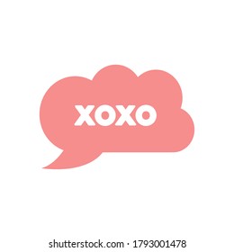 slang bubble concept, pink cloud with xoxo word icon over white background, line fill style, vector illustration