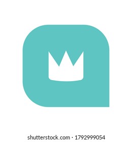concepto de burbuja jerárquica, burbuja de voz con icono de corona sobre fondo blanco, estilo de relleno de línea, ilustración vectorial