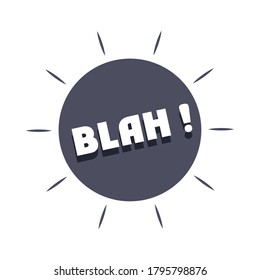 slang bubbles black blah expression, over white background, flat icon design vector illustration
