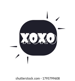 slang bubbles, bubble xoxo message over white background, silhouette icon style vector illustration