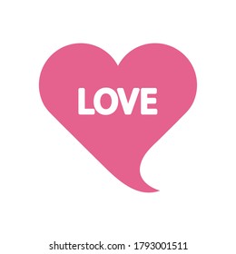 concepto de burbujas de jerga, burbuja de corazón con palabra de amor sobre fondo blanco, estilo plano, ilustración vectorial