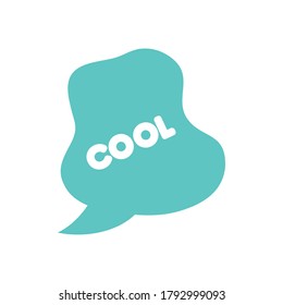 slang bubbles concept, tuquoise speech bubble with cool word over white background, line fill style, vector illustration