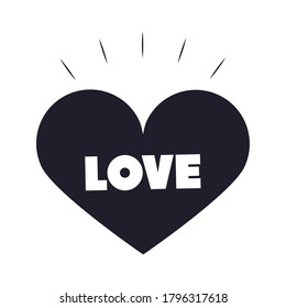 burbujas de argot, frase de amor corazón sobre fondo blanco, ilustración vectorial de estilo de icono de silueta