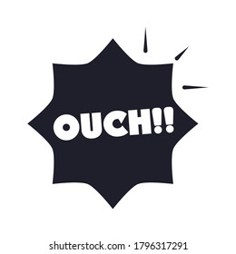 slang bubbles ouch lettering over white background, silhouette icon style vector illustration