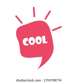 slang bubbles, red speech bubble cool over white background, flat icon design vector illustration