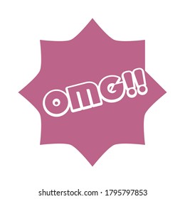 Lang-Blasen, Sprechsternblase mit omischem Wort, auf weißem Hintergrund, flaches Symbol, Vektorgrafik