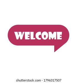 slang bubbles, welcome text over white background, flat icon design vector illustration