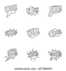 Slang icons set. Outline set of 9 slang vector icons for web isolated on white background