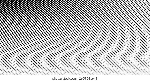 Textura de gradación de semitono de línea inclinada. Fondo de degradado de franja diagonal de desvanecimiento. Fondo de patrón oblicuo negro. líneas dinámicas de Vector