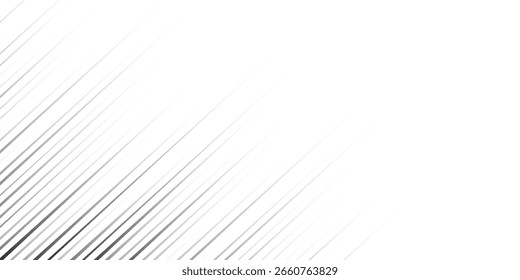 Slant line halftone gradation texture. Fading diagonal stripe gradient background. Black oblique pattern backdrop. Vanishing thin parallel line wallpaper for overlay, print, cover. Vector