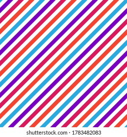 Slant lines stripes classic vector seamless pattern. Parallel lines swatch. Bar stripes wallpaper. Colorful diagonal parallel lines endless ornament.
