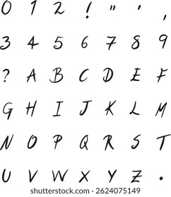 Slant Sketch Typeface Lettering Handwritten ABC Text Font Handwriting Vector Illustration