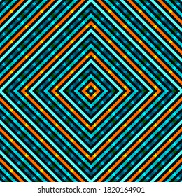 Slant stripes rhombus grid delicate vector seamless pattern. Overlaying lines rhombus shapes. Stripes chequered wallpaper print. Colorful overlaying lines grid endless ornament.