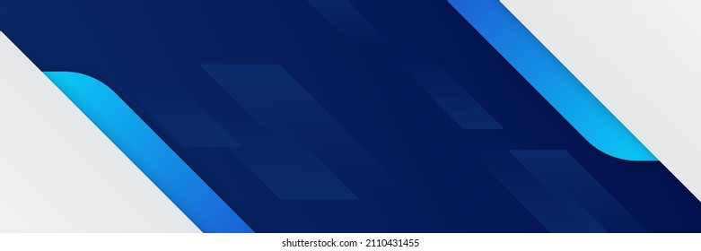 Slant Tech Dark Blue Abstract Memphis Geometric Wide Banner Design Background