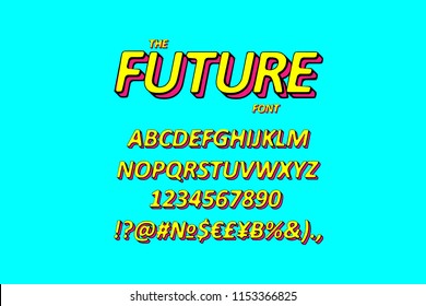 Slanted 3D Sans Serif Font. Rounded Colorful Alphabet. Retro Typography. Vector Illustration.