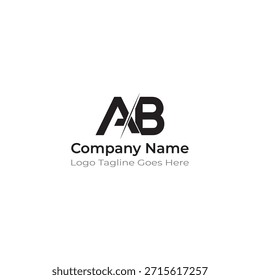 Schräges AB Modern Logo mit dynamischem Clean Design