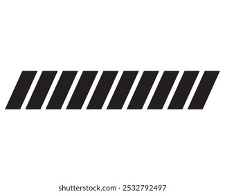 Slanted black slash lines on white background. Tilt strip geometric abstract border. Slash divider.