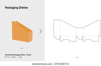 Modelo de Dieline de Empacotamento de Bookend Inclinado