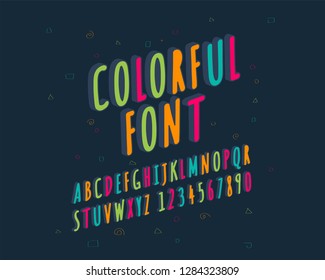 Slanted Colorful doodle font set