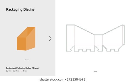 Caja de presentación inclinada Embalaje Dieline Plantilla