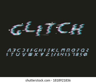 Slanted Futuristic Glitch font set in vector format