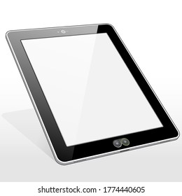 A slanted left side Tablet PC presented with a blank screen.