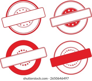 Slanted ribbon stamp badge set with circular star background for dynamic promotional and branding graphics