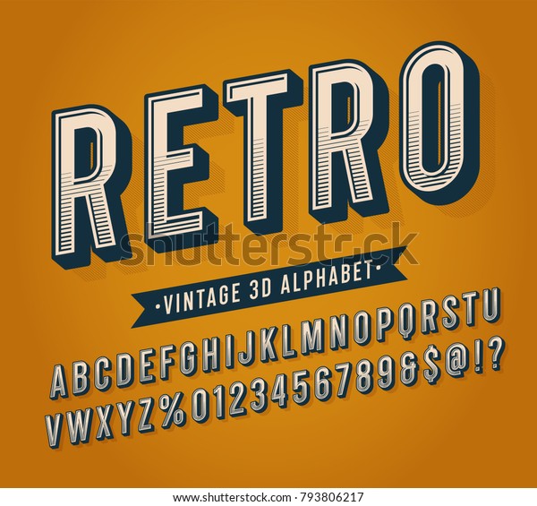 Slanted Vintage Retro 3d Sans Serif Stock Vector (Royalty Free) 793806217