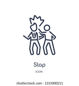 Slap Icon From People Outline Collection. Thin Line Slap Icon Isolated On White Background.