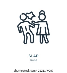 slap thin line icon. hand, finger linear icons from people concept isolated outline sign. Vector illustration symbol element for web design and apps.