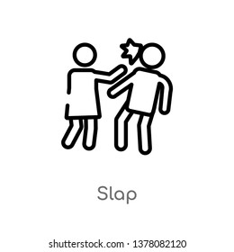 slap vector line icon. Simple element illustration. slap outline icon from people concept. Can be used for web and mobile