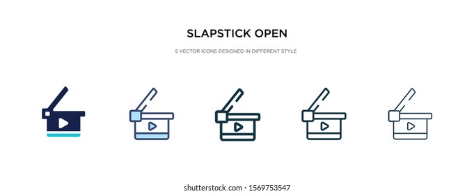 slapstick open icon in different style vector illustration. two colored and black slapstick open vector icons designed in filled, outline, line and stroke style can be used for web, mobile, ui