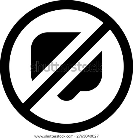Slash chat vector design in modern style, disabled message icon for muted or unavailable conversation. Glyph Icon