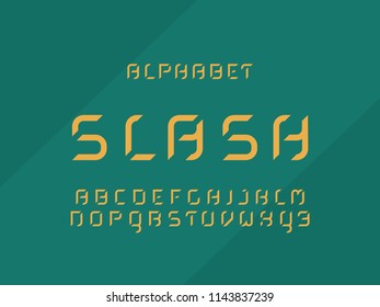 Slash fill alphabet. Vector letters. Typeface design. 