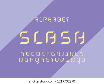 Slash fill alphabet. Vector letters. Typeface design. 