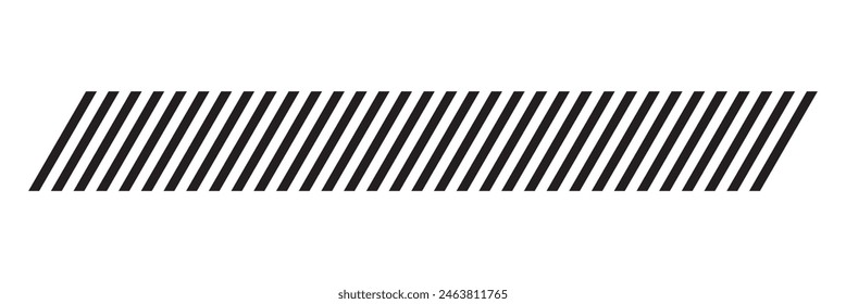 Slash line. Border with diagonal lines. Angle of tilt stripes. Black pattern of footer isolated on white background. Vector illustration. EPS 10