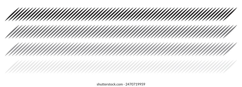 Slash line. Border with diagonal lines. Angle of tilt stripes. Black pattern of footer isolated on white background design eps 10