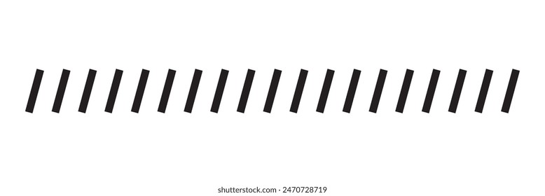 Slash line. Border with diagonal lines. Angle of tilt stripes. Black pattern of footer. Diagonal parallel lines divider strip. Tilt strip geometric abstract border.