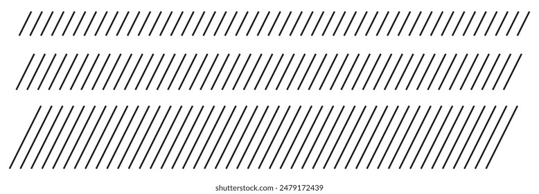 Slash line. Border with diagonal lines. Angle of tilt stripes. Black pattern of footer isolated vector on white background.