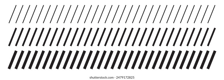 Línea de corte. Borde con líneas diagonales. Ángulo de las bandas de inclinación. Patrón negro de pie aislado sobre fondo blanco. Vector.